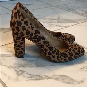 Leopard print closed toed heels
